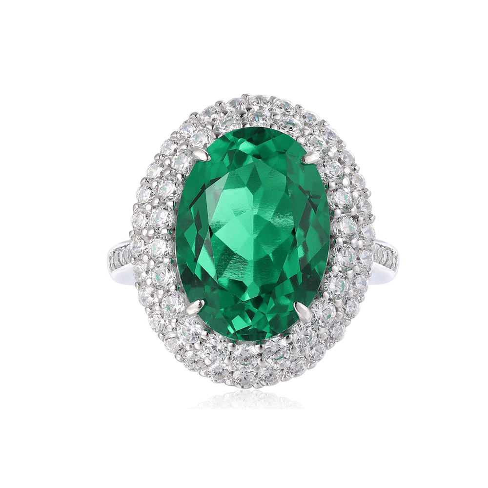 5.59ct Lab-Grown Emerald Halo Ring S925 JSEGR489Y