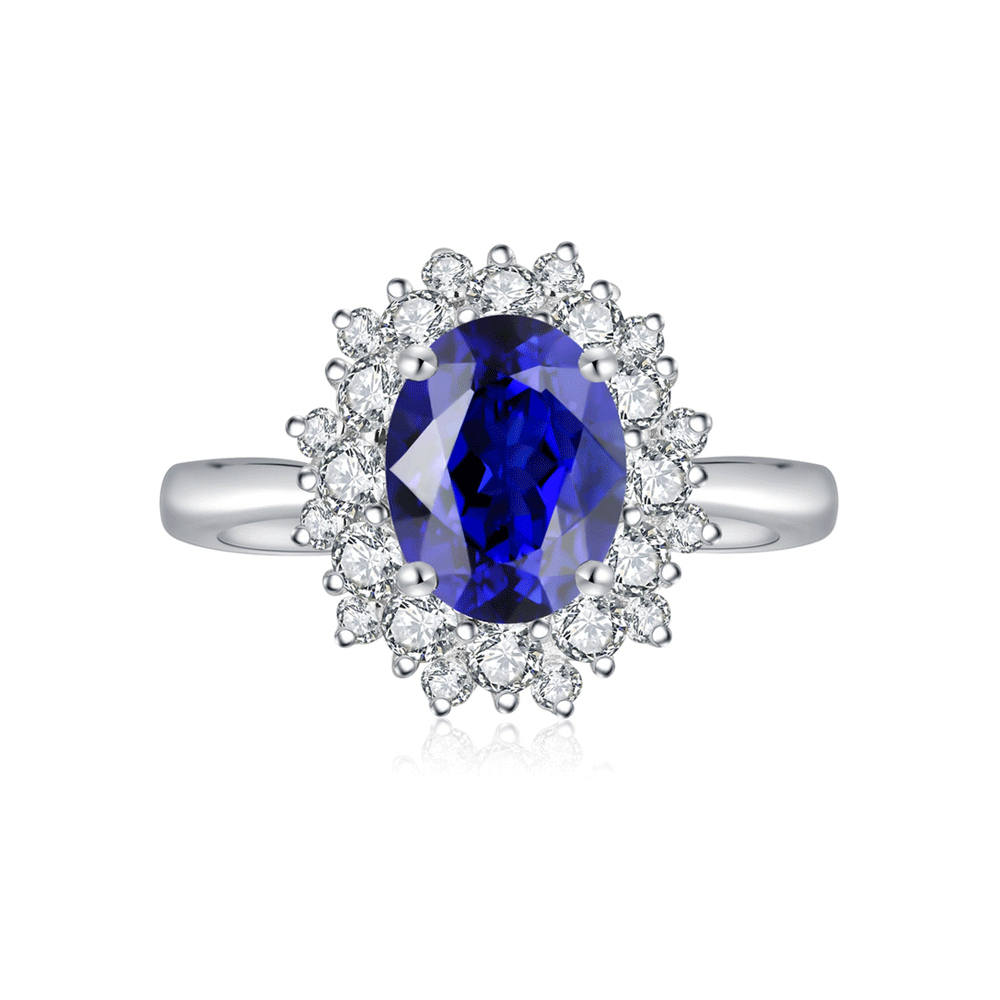 2.58ct Lab-Grown Sapphire Halo Ring S925 JSABR268Y