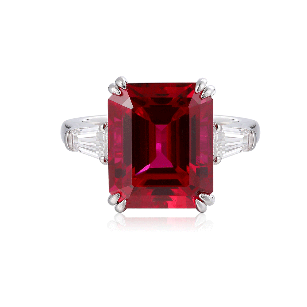 8.578ct Lab-Grown Ruby Three Stone Ring S925 JRURR1417Y