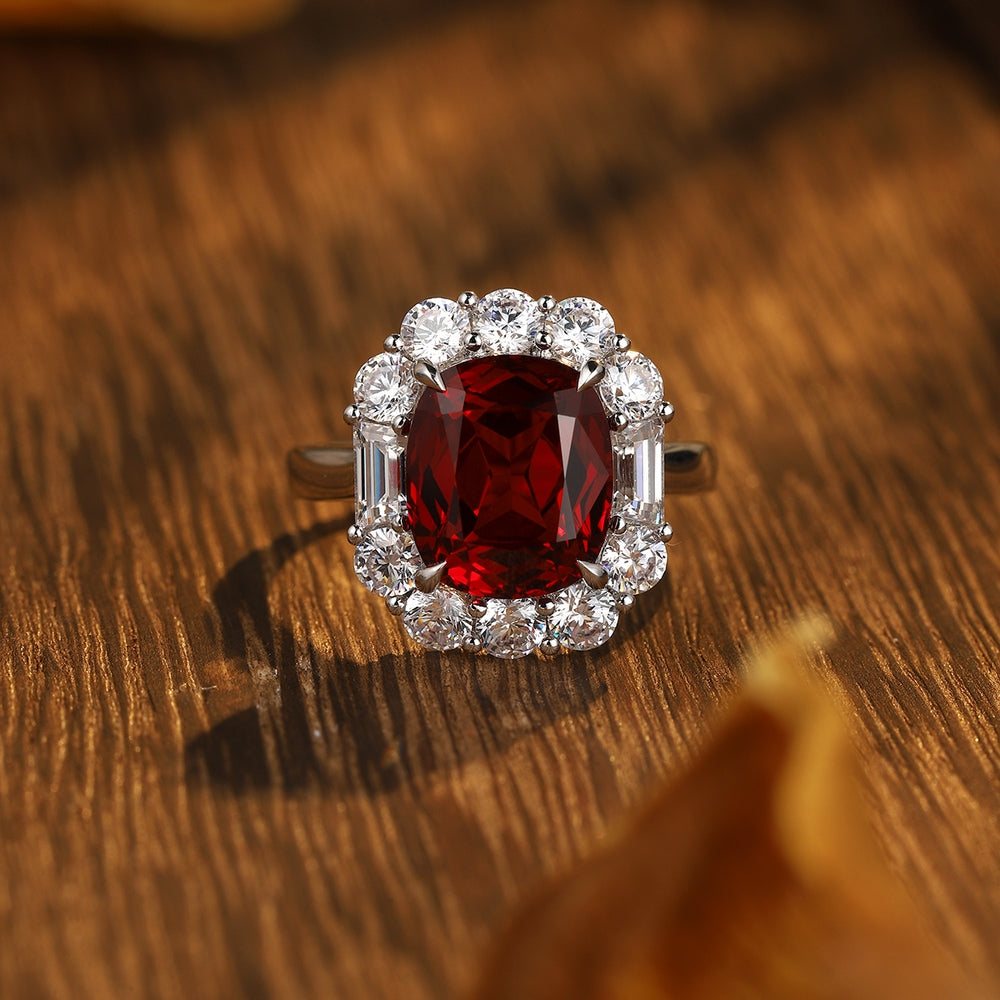 4.99ct Lab-Grown Ruby Halo Ring S925 JRURR219Y