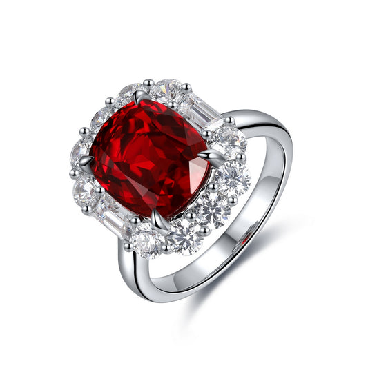 4.99ct Lab-Grown Ruby Halo Ring S925 JRURR219Y