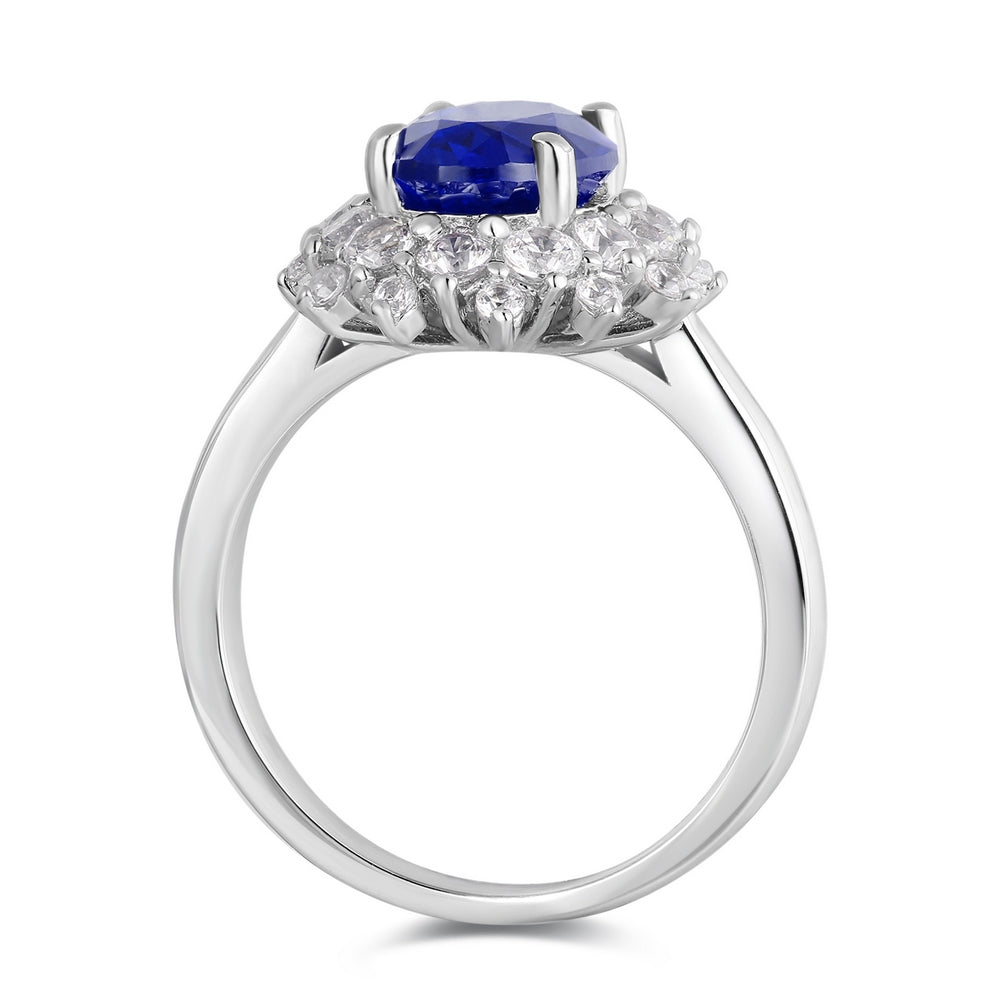 2.58ct Lab-Grown Sapphire Halo Ring S925 JSABR268Y