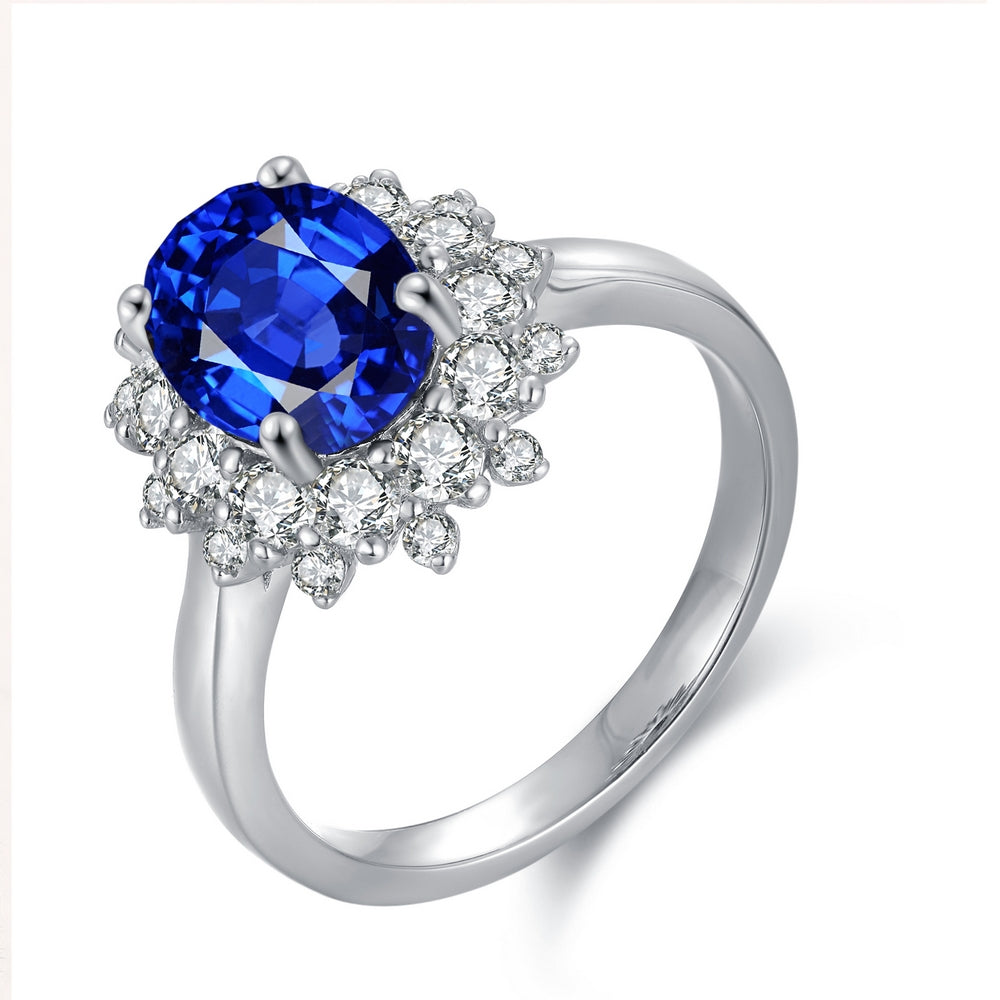 2.58ct Lab-Grown Sapphire Halo Ring S925 JSABR268Y