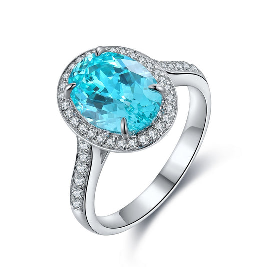 3.95ct Lab-Grown Paraiba Halo Ring S925 JR689Y