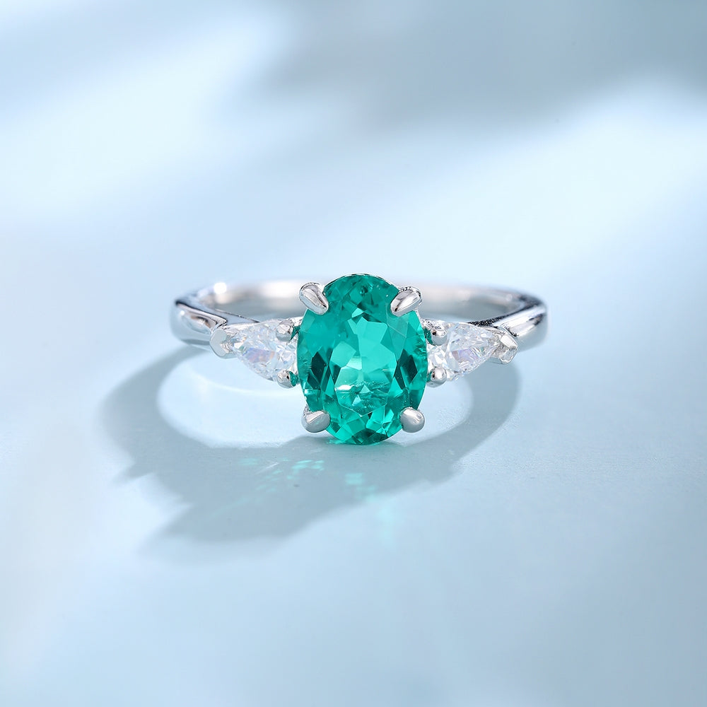 1.42ct Lab-Grown Emerald Three Stone Ring S925 JSEGR130Y