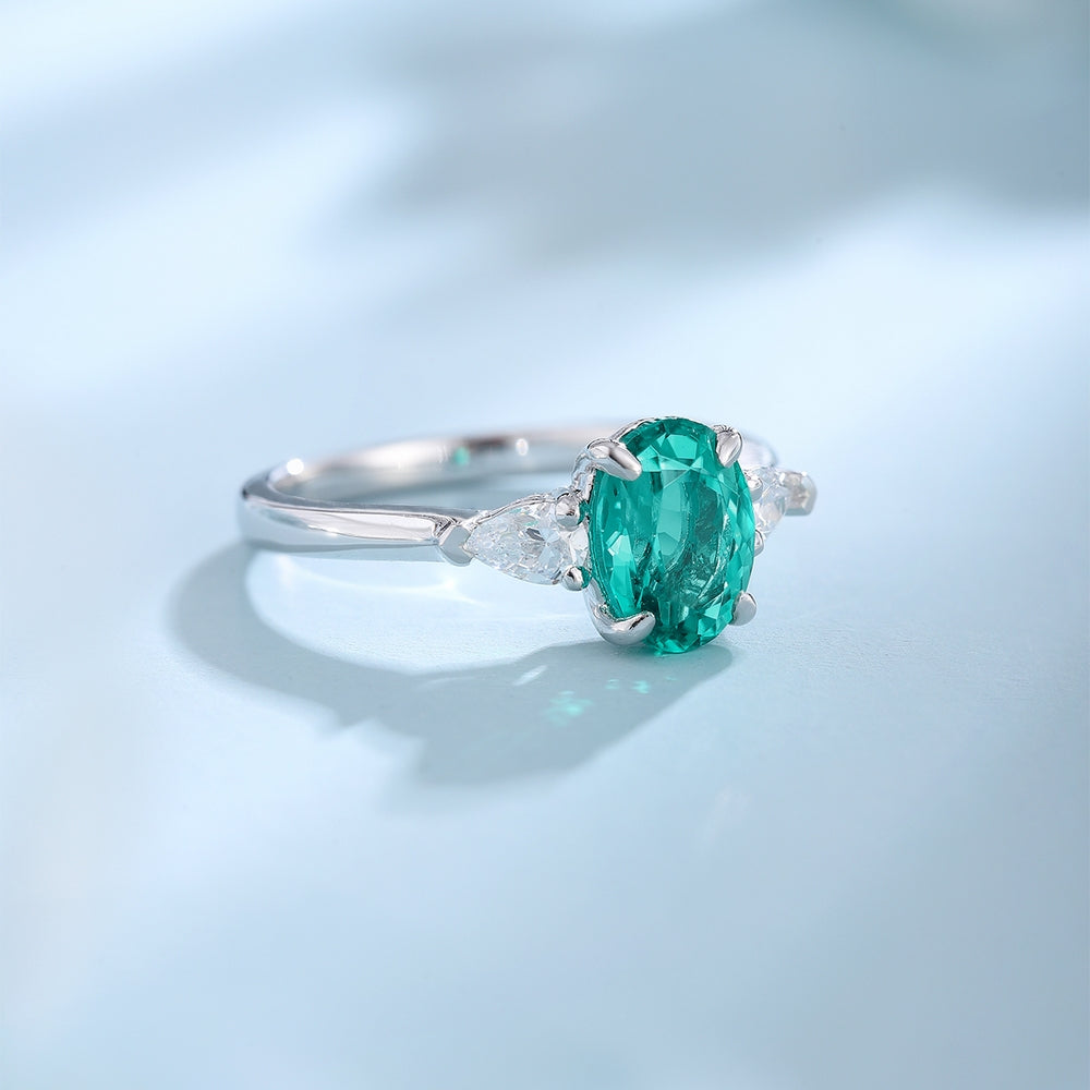 1.42ct Lab-Grown Emerald Three Stone Ring S925 JSEGR130Y