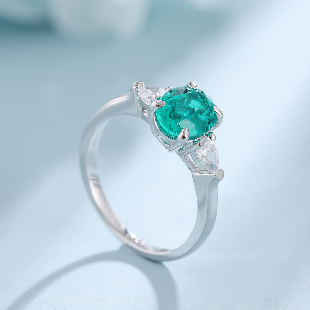 1.42ct Lab-Grown Emerald Three Stone Ring S925 JSEGR130Y