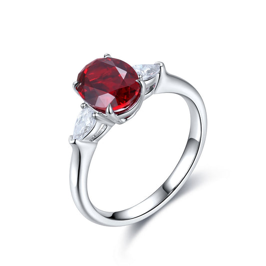 2.12ct Lab-Grown Ruby Three Stone Ring S925 JRURR130Y