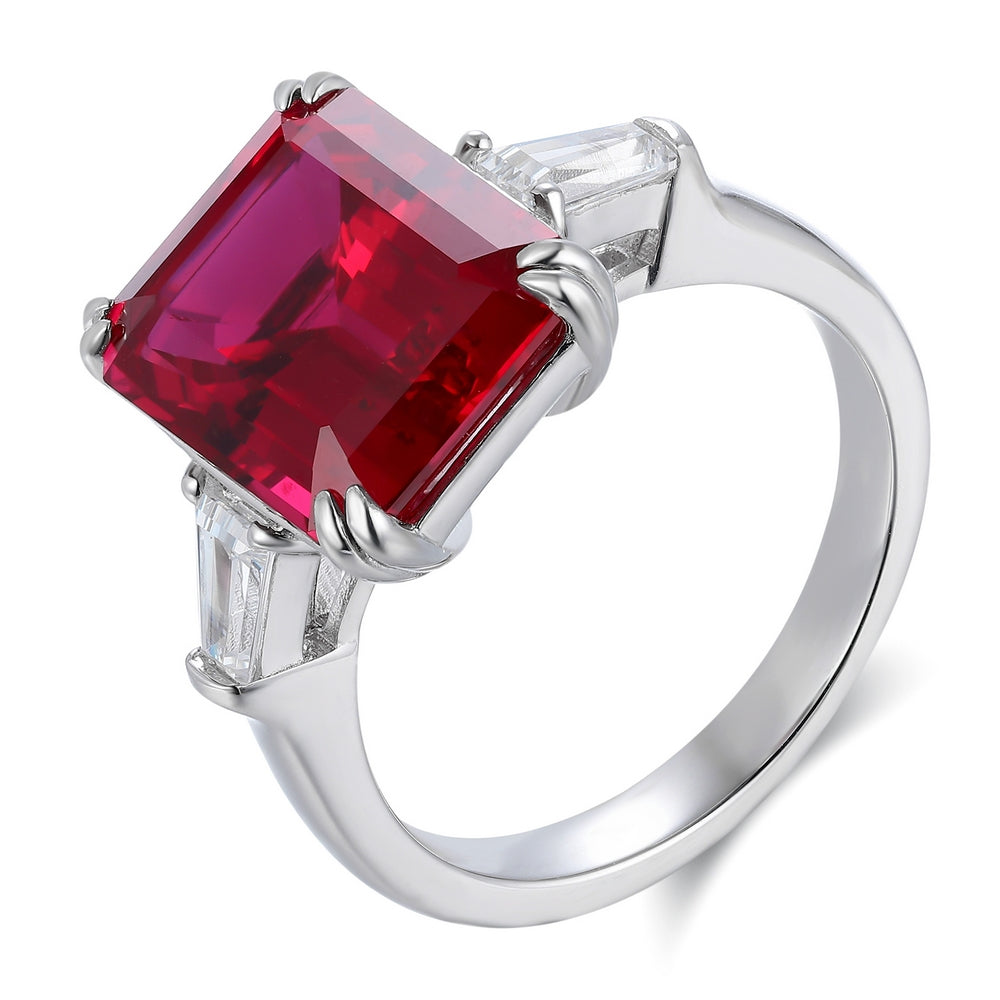 8.578ct Lab-Grown Ruby Three Stone Ring S925 JRURR1417Y