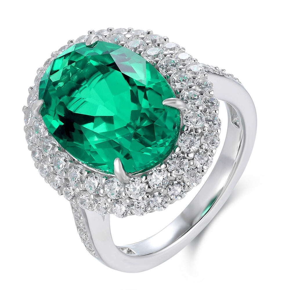 5.59ct Lab-Grown Emerald Halo Ring S925 JSEGR489Y