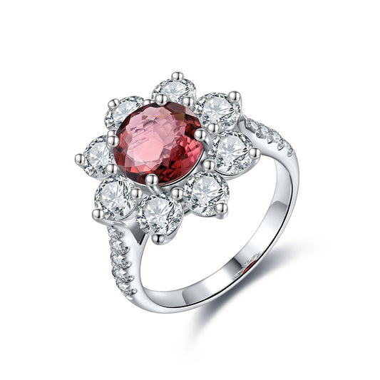 2.07ct Natural Garnet Halo Ring S925 JR677Y