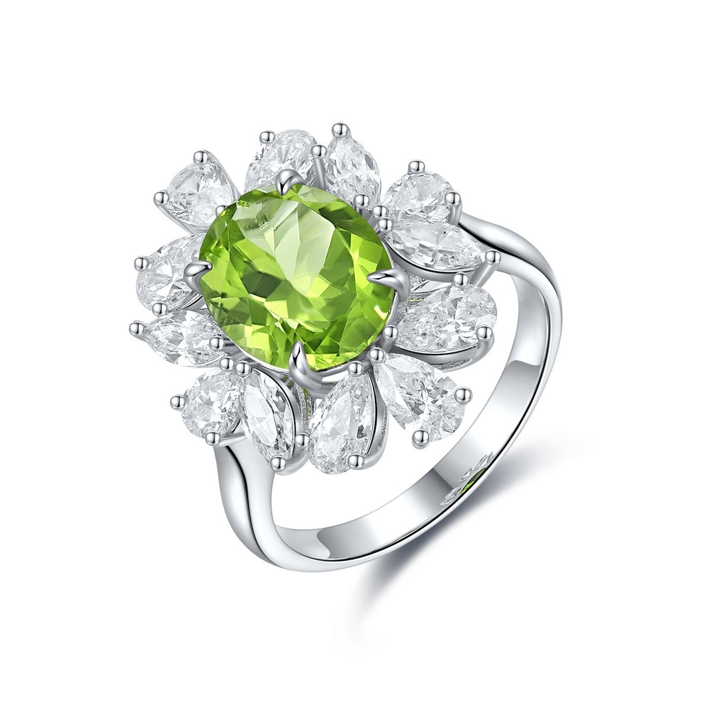 3.06ct Natural Peridot Halo Ring S925 JR672Y