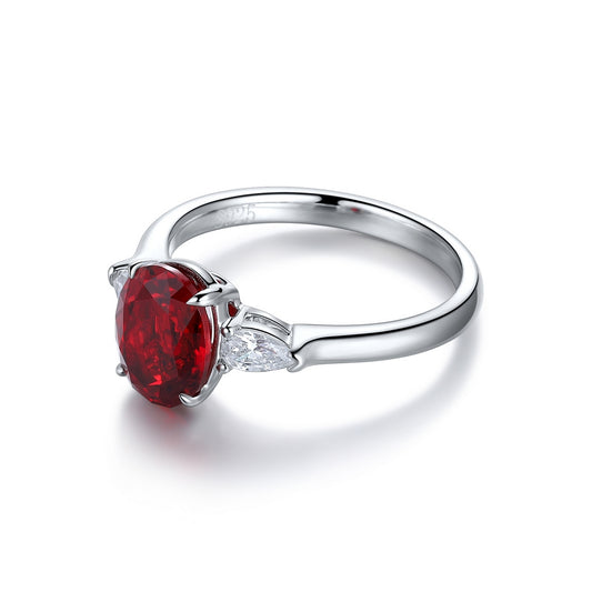 2.12ct Lab-Grown Ruby Three Stone Ring S925 JRURR130Y