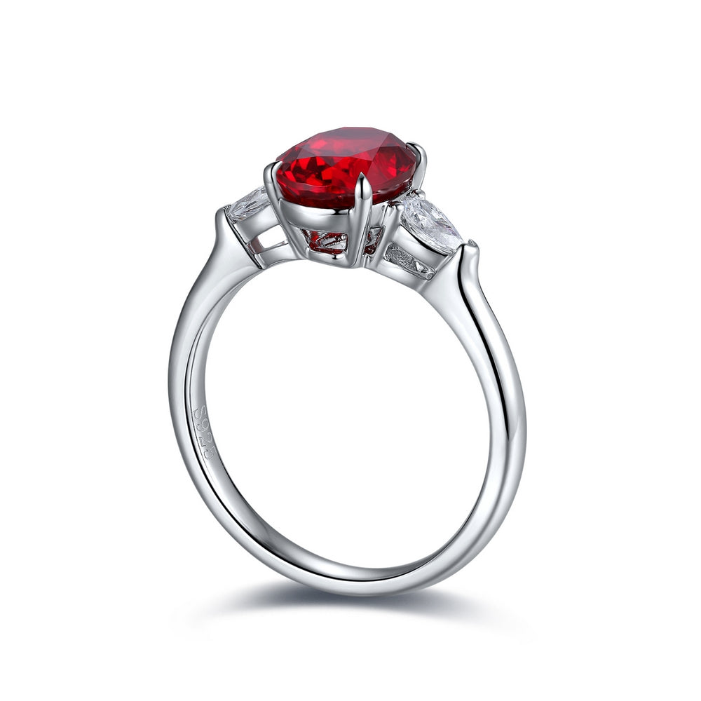 2.12ct Lab-Grown Ruby Three Stone Ring S925 JRURR130Y