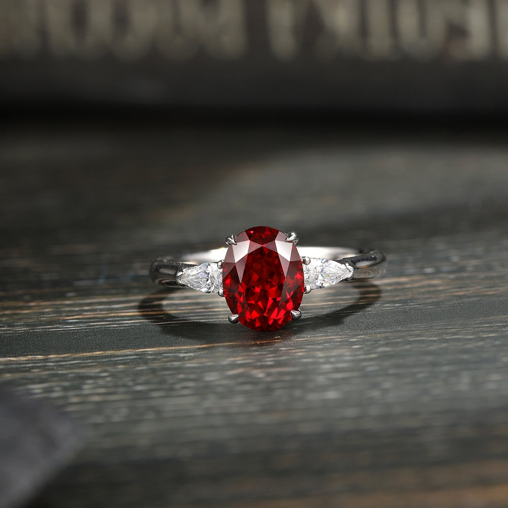 2.12ct Lab-Grown Ruby Three Stone Ring S925 JRURR130Y