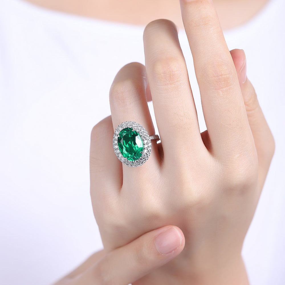 5.59ct Lab-Grown Emerald Halo Ring S925 JSEGR489Y