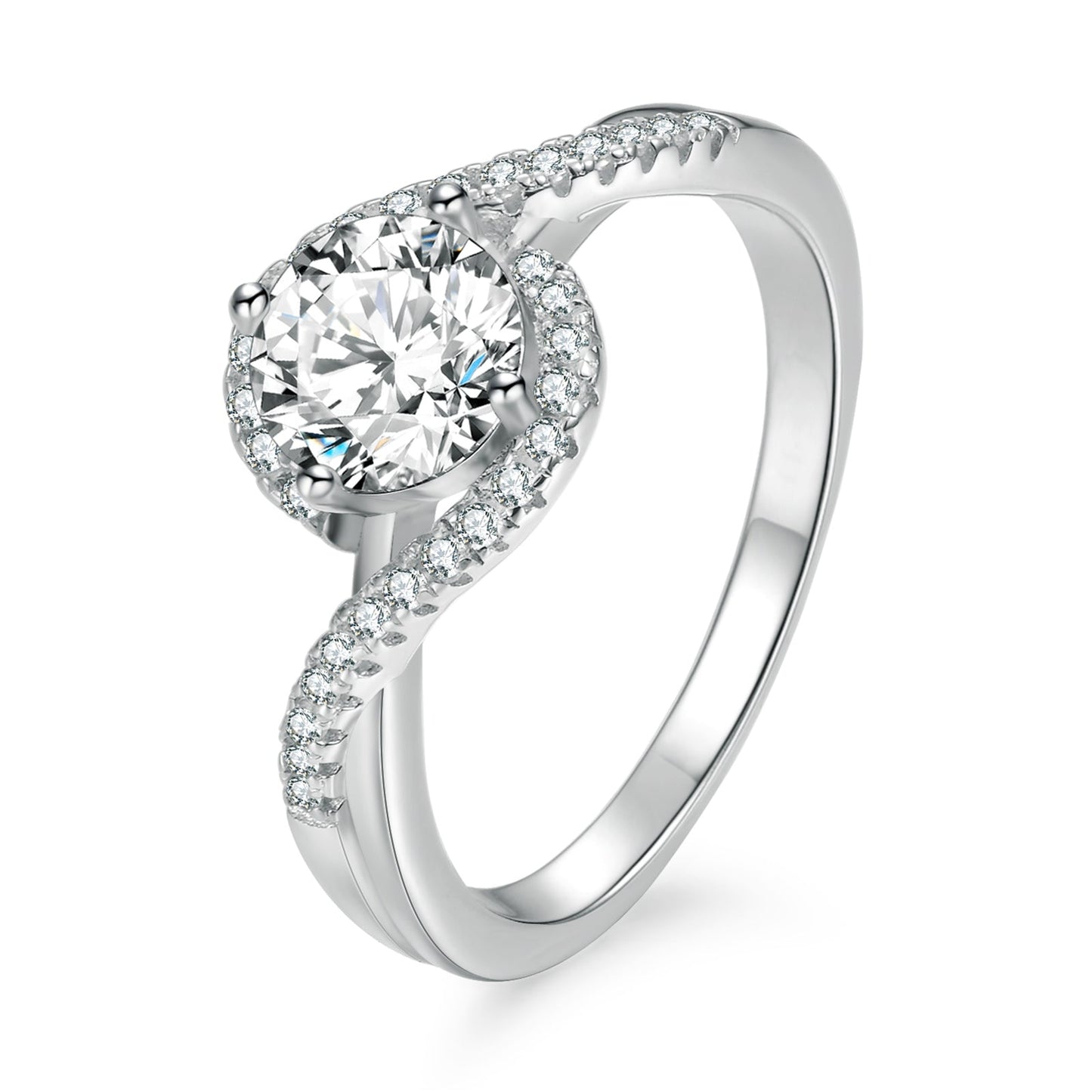 Angel's Eye Lab Grown Diamond  Solitaire Engagement Ring in 18k White Gold