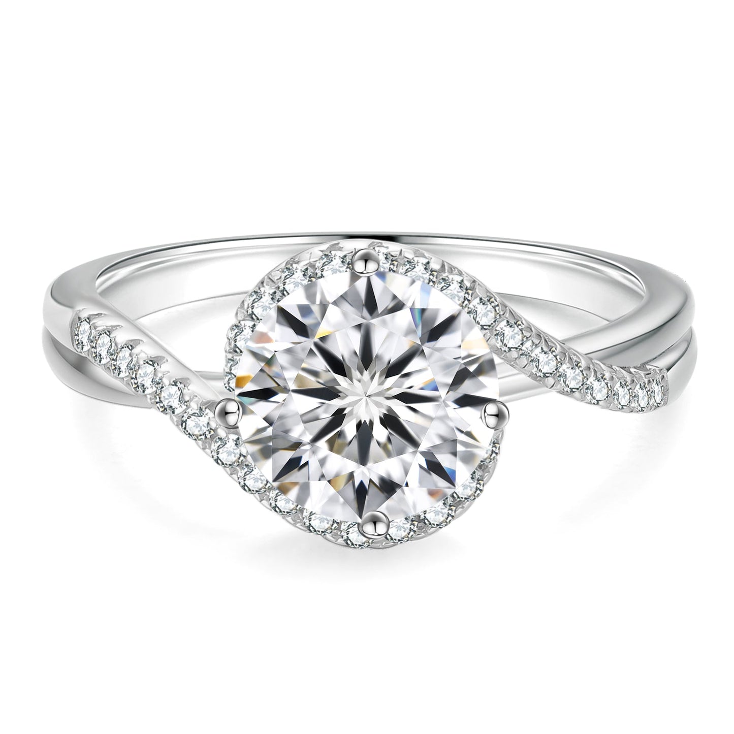 Angel's Eye Lab Grown Diamond  Solitaire Engagement Ring in 18k White Gold