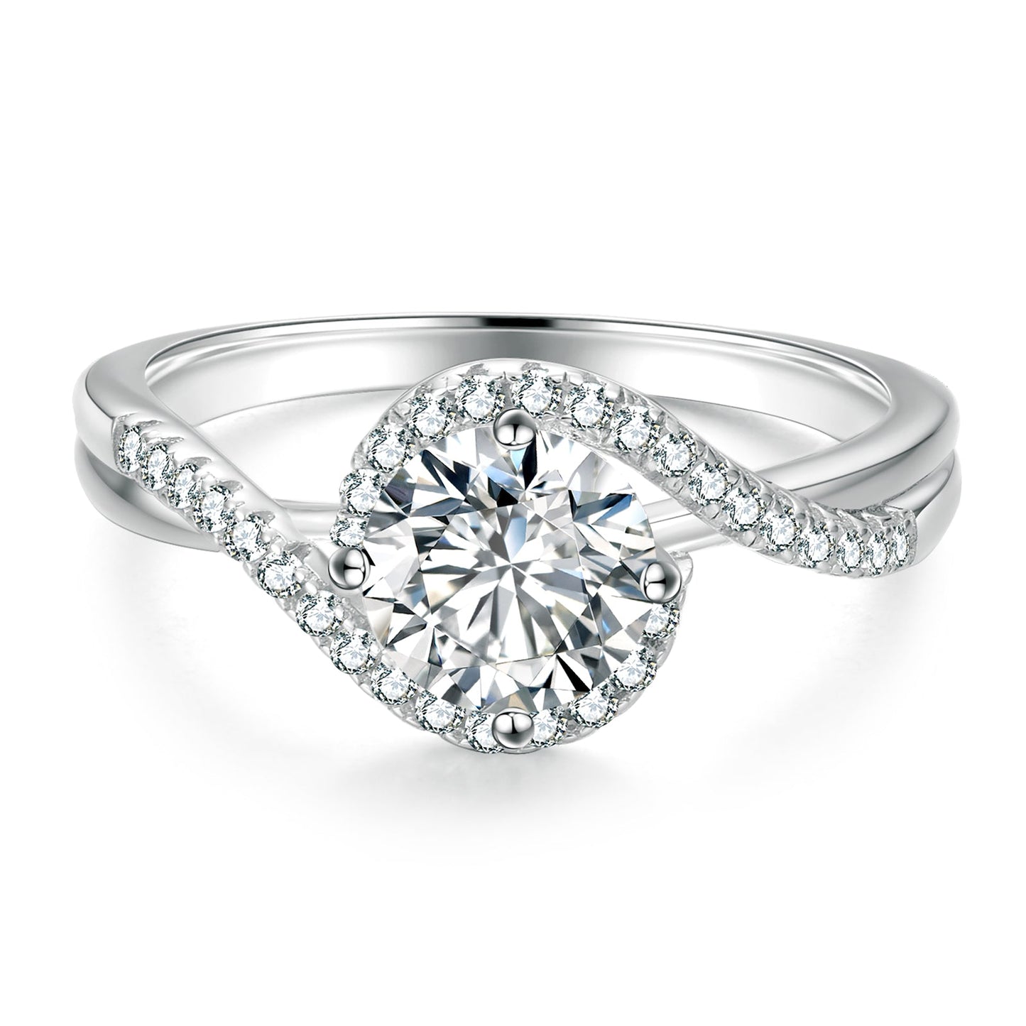 Angel's Eye Lab Grown Diamond  Solitaire Engagement Ring in 18k White Gold