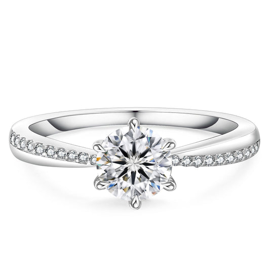 Luxe Six-Prong Solitaire Engagement Ring in 18k White Gold