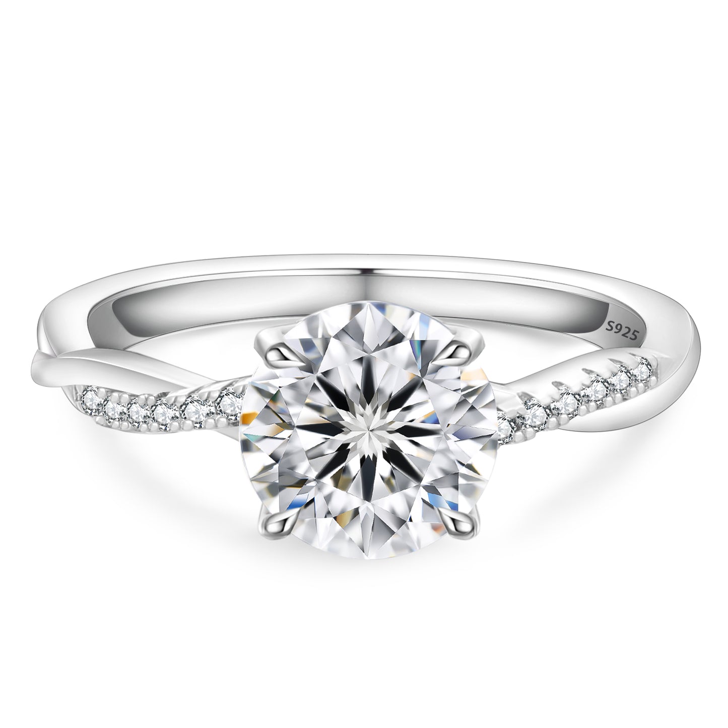 Four-Prong  Wave Band Moissanite Ring