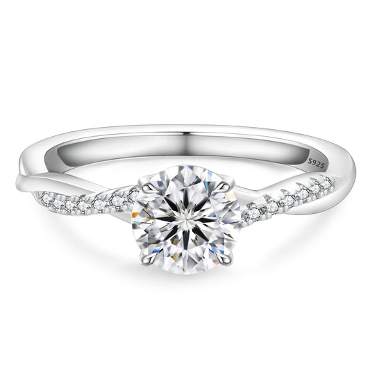 Four-Prong  Wave Band Moissanite Ring