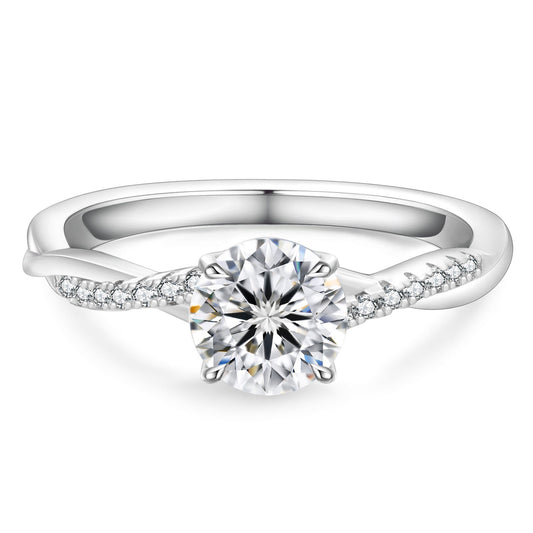 Petite Twist Lab Grown Diamond Solitaire Engagement Ring in 18k White Gold