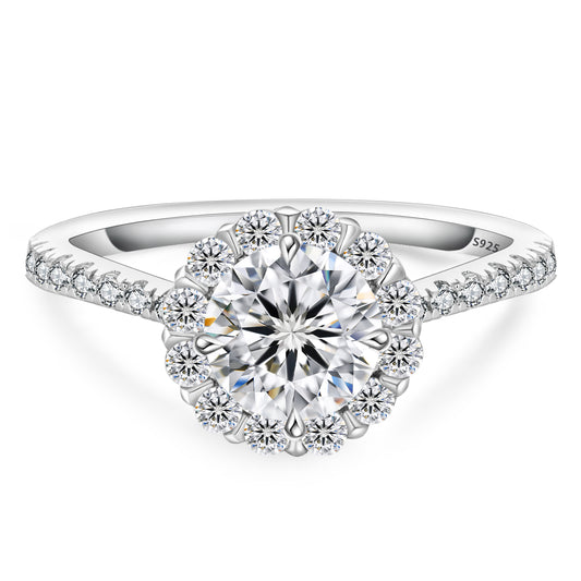 Sunflower Cluster Vine-Twisted Moissanite Engagement Ring