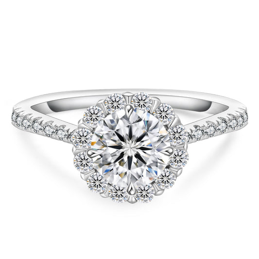 Halo Lab Grown Diamond Engagement Ring in 18k White Gold