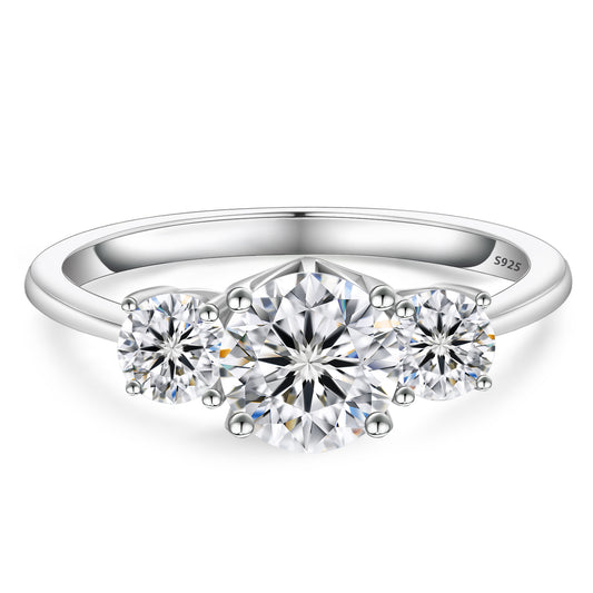 Three-Stone Moissanite Engagement Ring