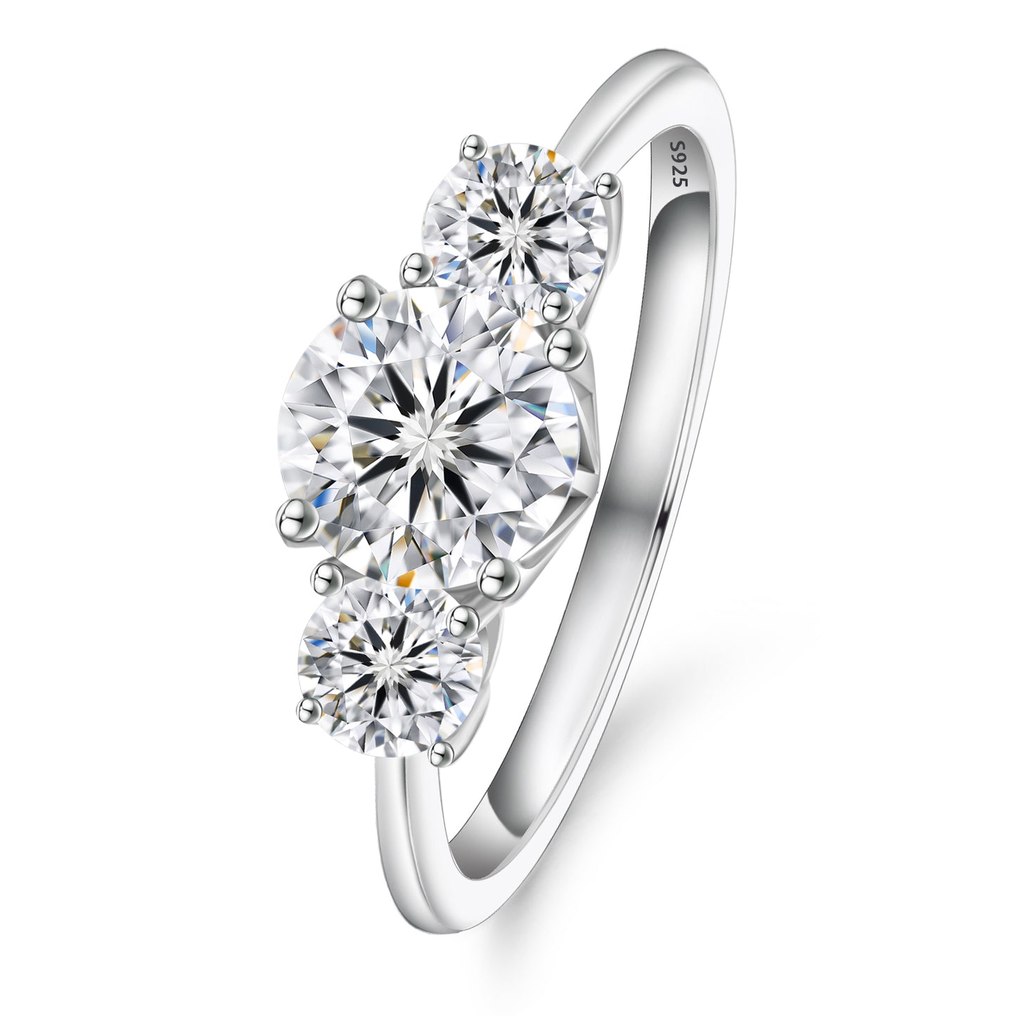 Three-Stone Moissanite Engagement Ring