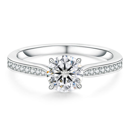 Luxe Four-Prong Solitaire Engagement Ring in 18k White Gold