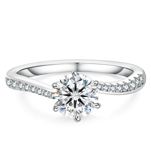 Six-Prong Twisted Band Solitaire Lab-Grown Engagement Ring