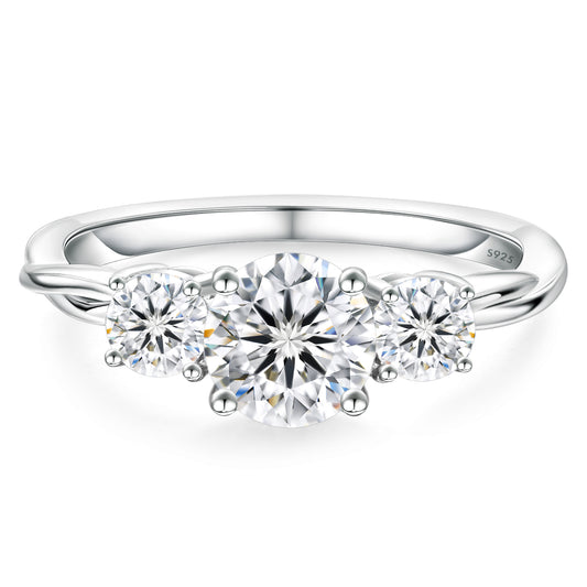 Three-Stones Moissanite  Engagement Ring