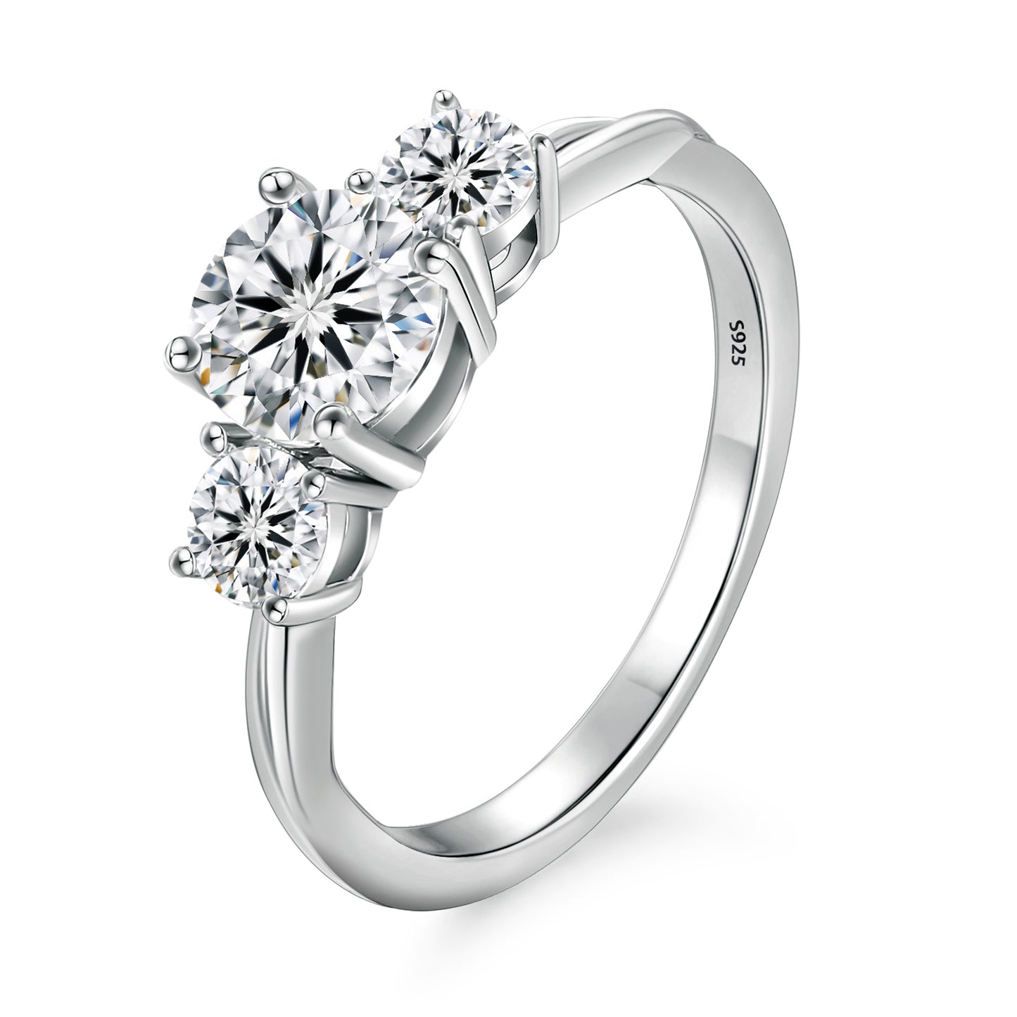 Three-Stones Moissanite  Engagement Ring