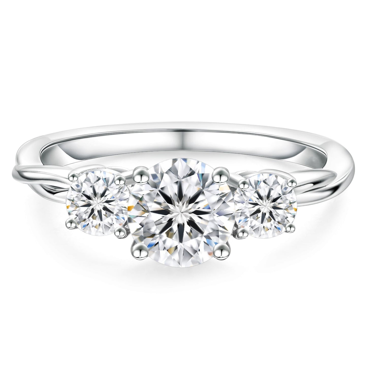 Three Stone Vine-Twist Lab Grown Diamond Engagement Ring