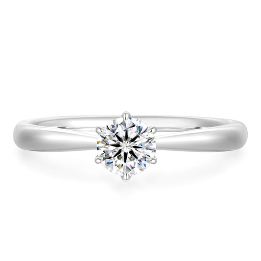 Six-Prong Setting Moissanite Ring with Smooth Band