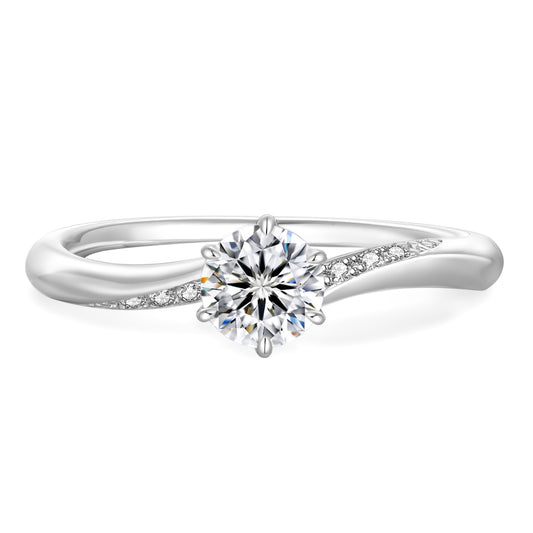 Six-Prong Wave Band Moissanite Ring