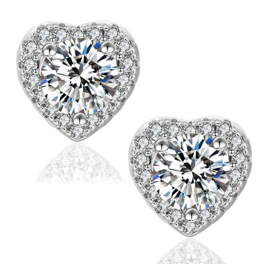 Classic Heart-Shaped Moissanite Stud Earrings