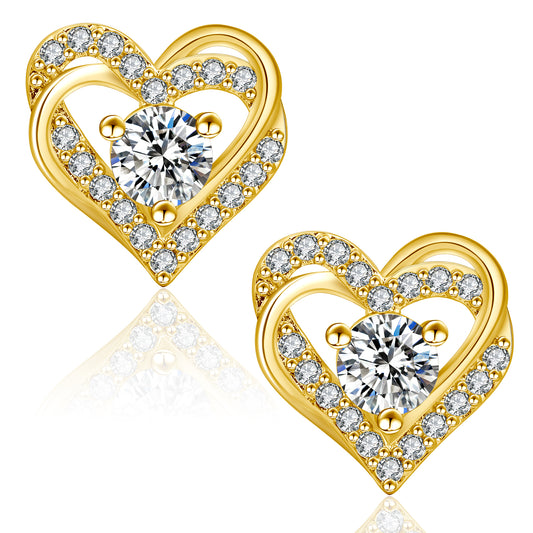 Heart-Shaped Moissanite Stud Earrings