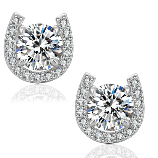 Horseshoe VVS1 Moissanite Stud Earrings