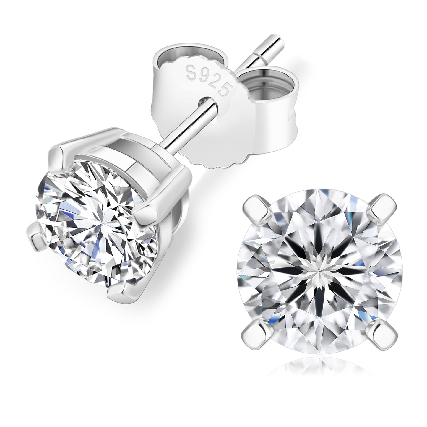 Four-Prong Excellent VVS1  Moissanite Stud Earrings