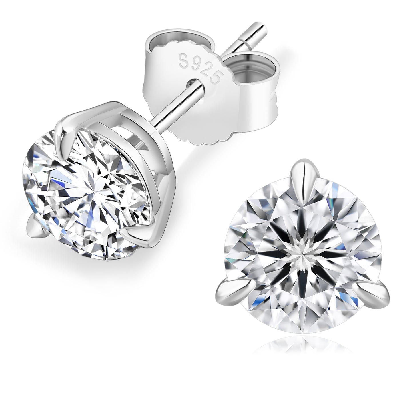 Three-Prong Excellent VVS1  Moissanite Stud Earrings