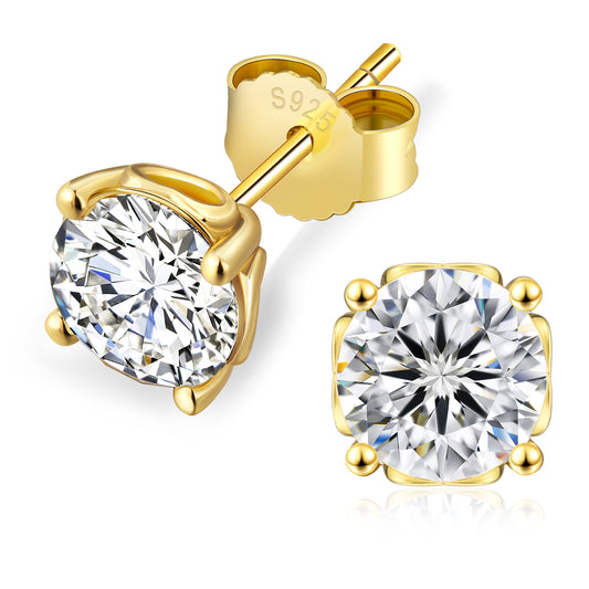 Four-Prong Excellent VVS1  Moissanite Stud Earrings