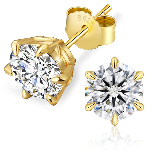 Six-Prong Excellent VVS1  Moissanite Stud Earrings