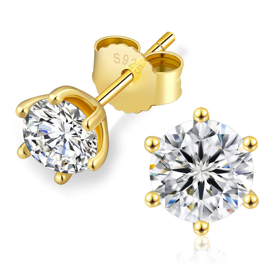 Six-Prong Excellent VVS1  Moissanite Stud Earrings