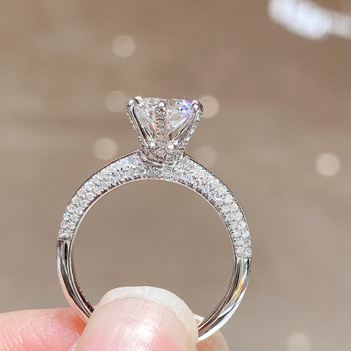 Lab Grown Diamond Sidestone Engagement Ring